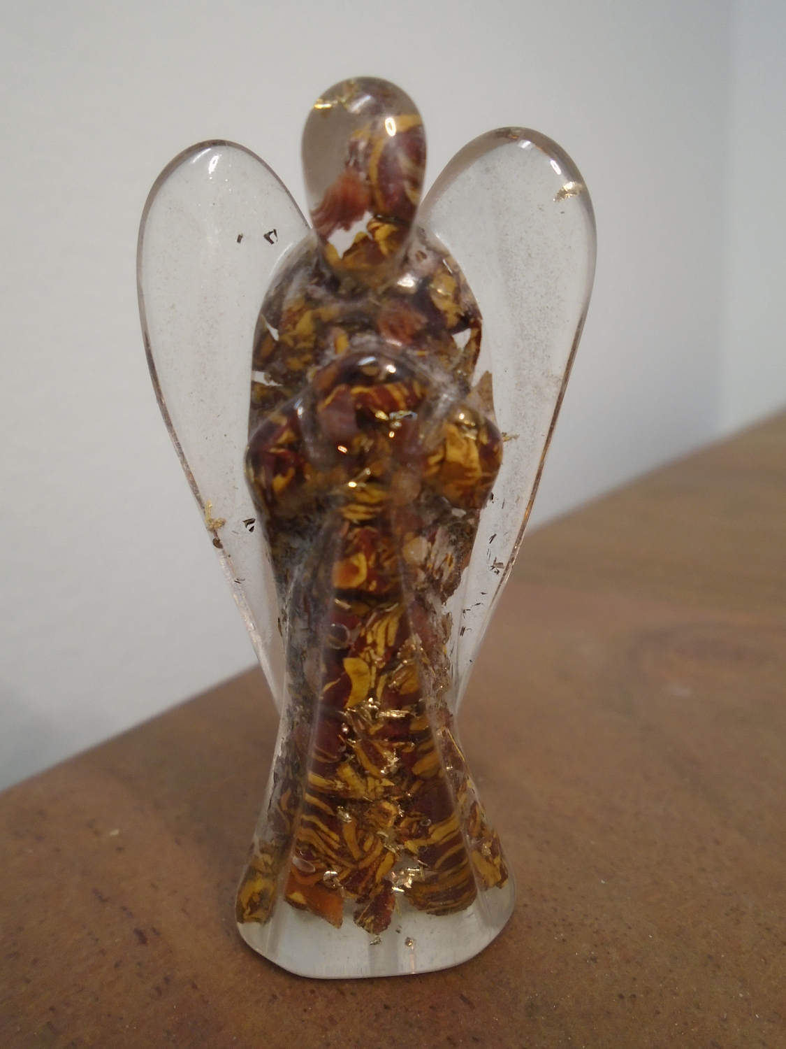 Orgone Crystal Angel Sculpture - 24k Gold Flake - Energy Crystal - Natural Calligraphy Scrip Stone Crystals - Inspirational Angel Gift