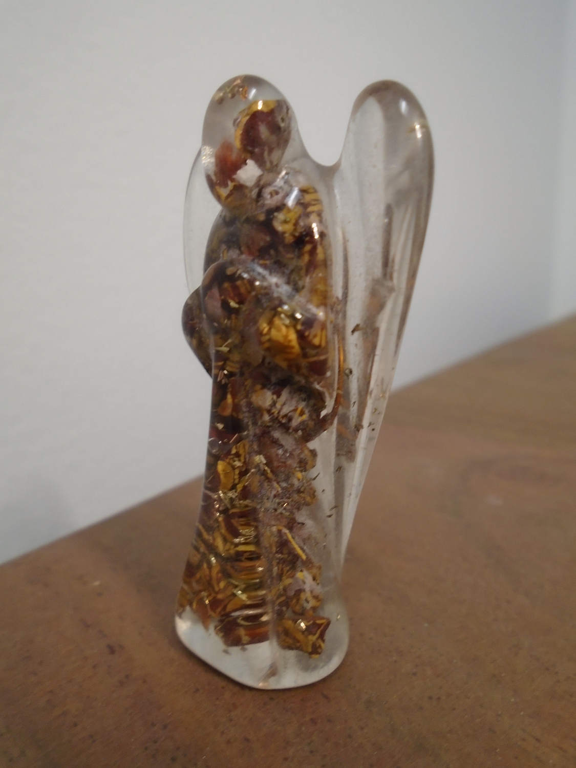 Orgone Crystal Angel Sculpture - 24k Gold Flake - Energy Crystal - Natural Calligraphy Scrip Stone Crystals - Inspirational Angel Gift