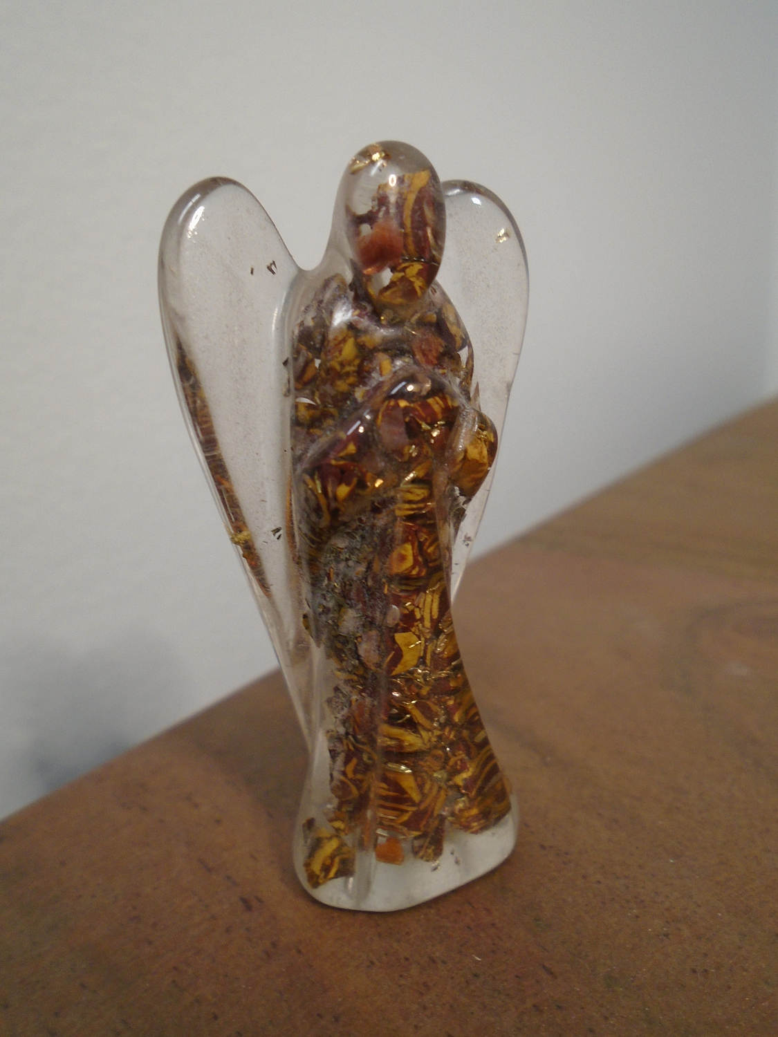 Orgone Crystal Angel Sculpture - 24k Gold Flake - Energy Crystal - Natural Calligraphy Scrip Stone Crystals - Inspirational Angel Gift