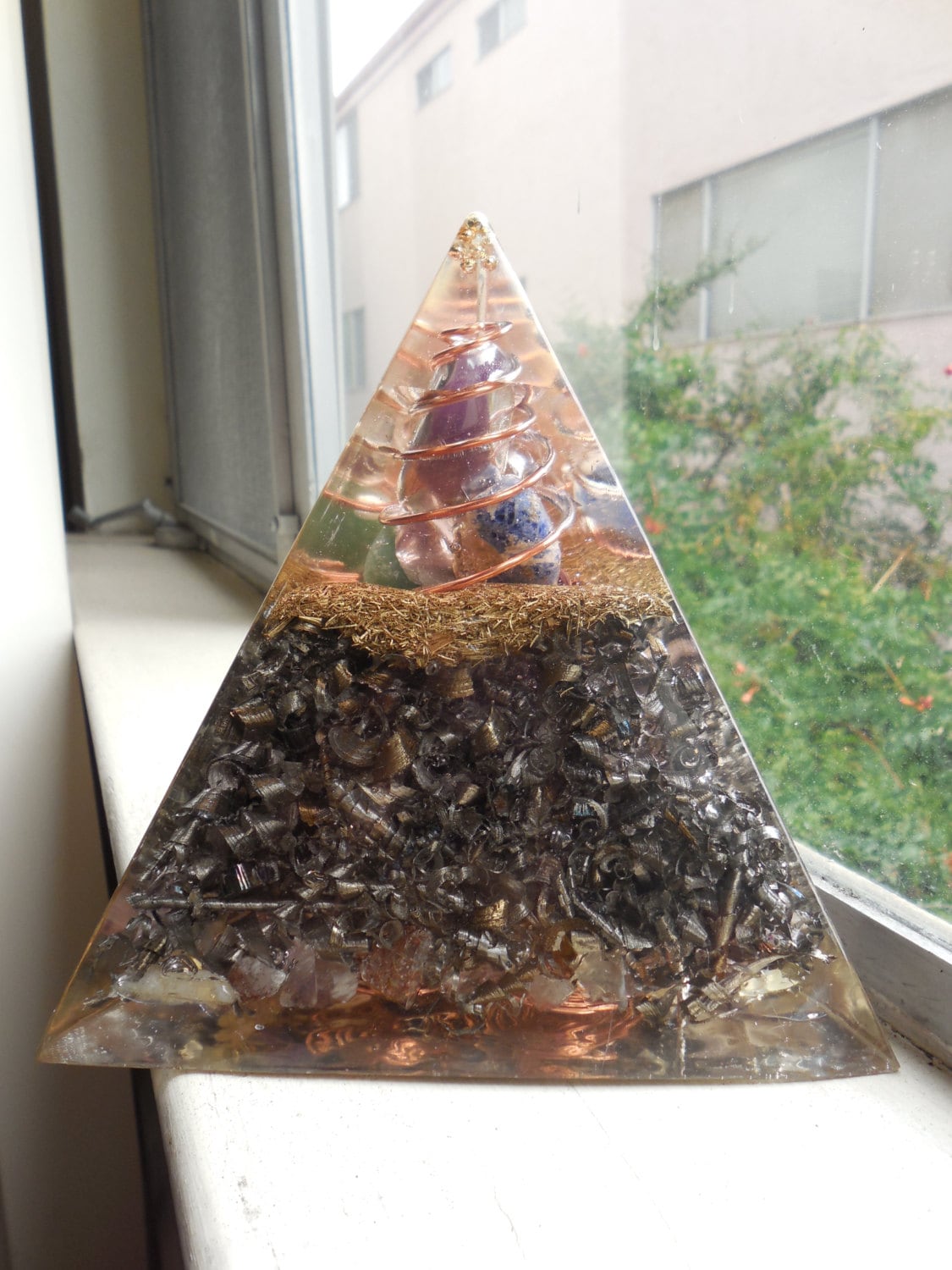 Orgone Tetrahedron - Orgone Quartz Crystal Pyramid - Green Aventurine - Amethyst Crystal - Lapis Lazuli - Spiritual Gift - Citrine Crystal