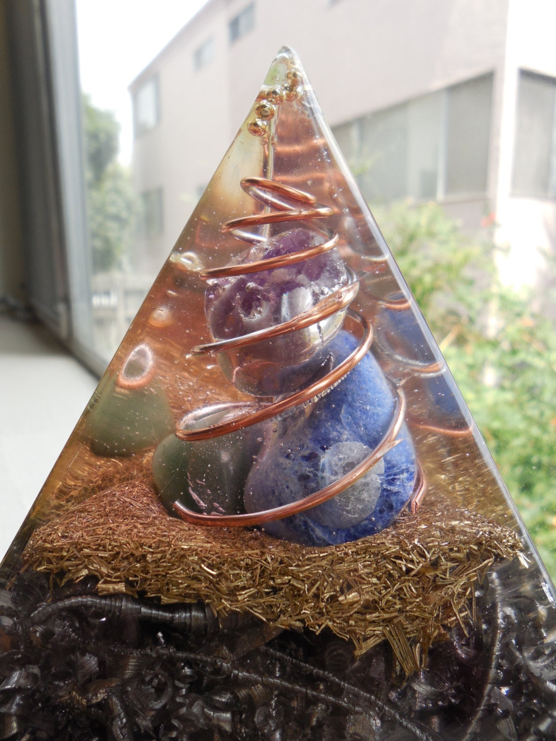 Orgone Tetrahedron - Orgone Quartz Pyramid - Green Aventurine - Amethyst Crystal - Lapis Lazuli - Spiritual Gift - Citrine Crystal - 2