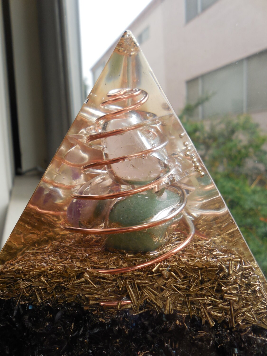 Orgone Tetrahedron - Orgone Quartz Pyramid - Green Aventurine - Amethyst Crystal - Rose Quartz - Spiritual Gift - Citrine Crystal - 3