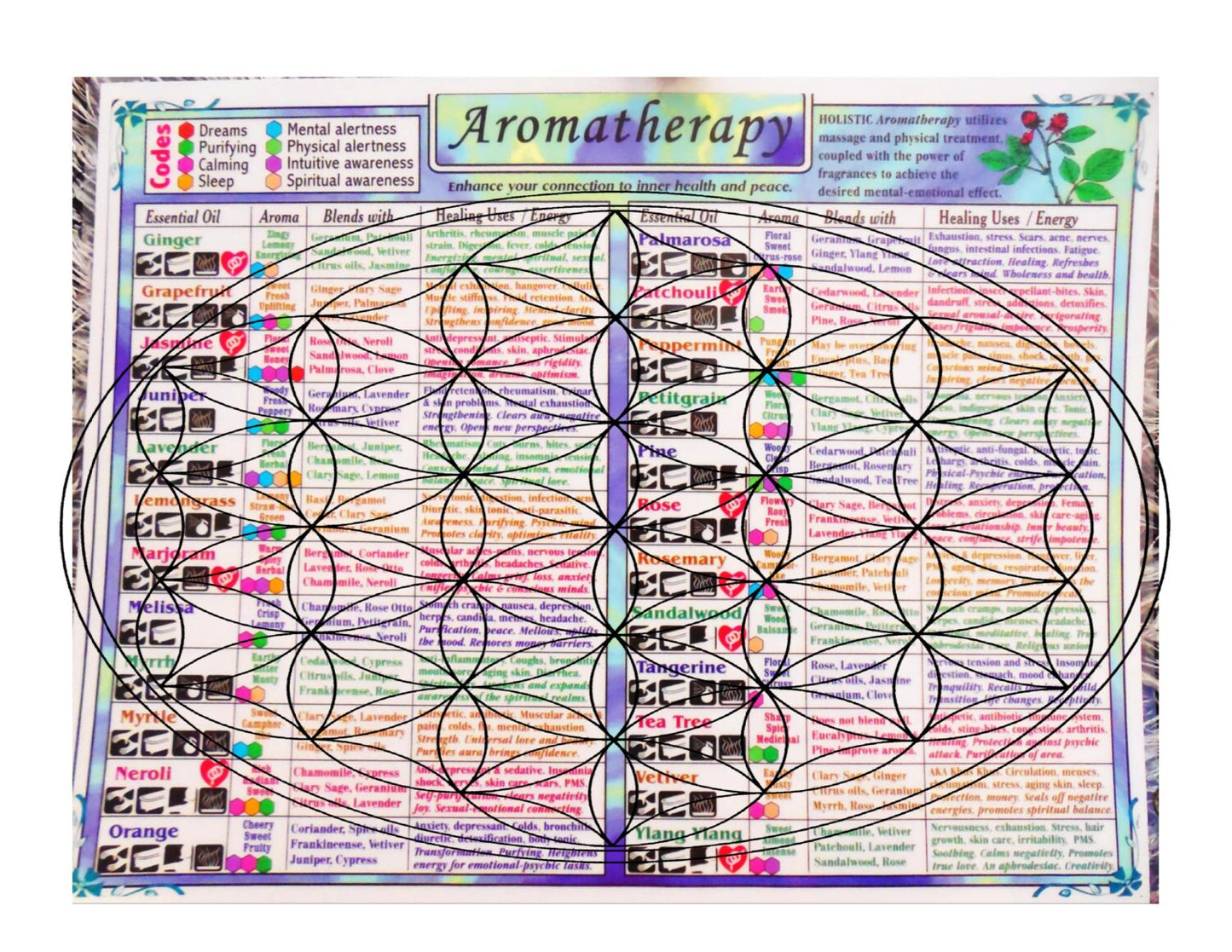 Aromatherapy Info Chart - Essential Oil Uses and Applications, Blending Recipes, Healing Uses, Energetic Balancing