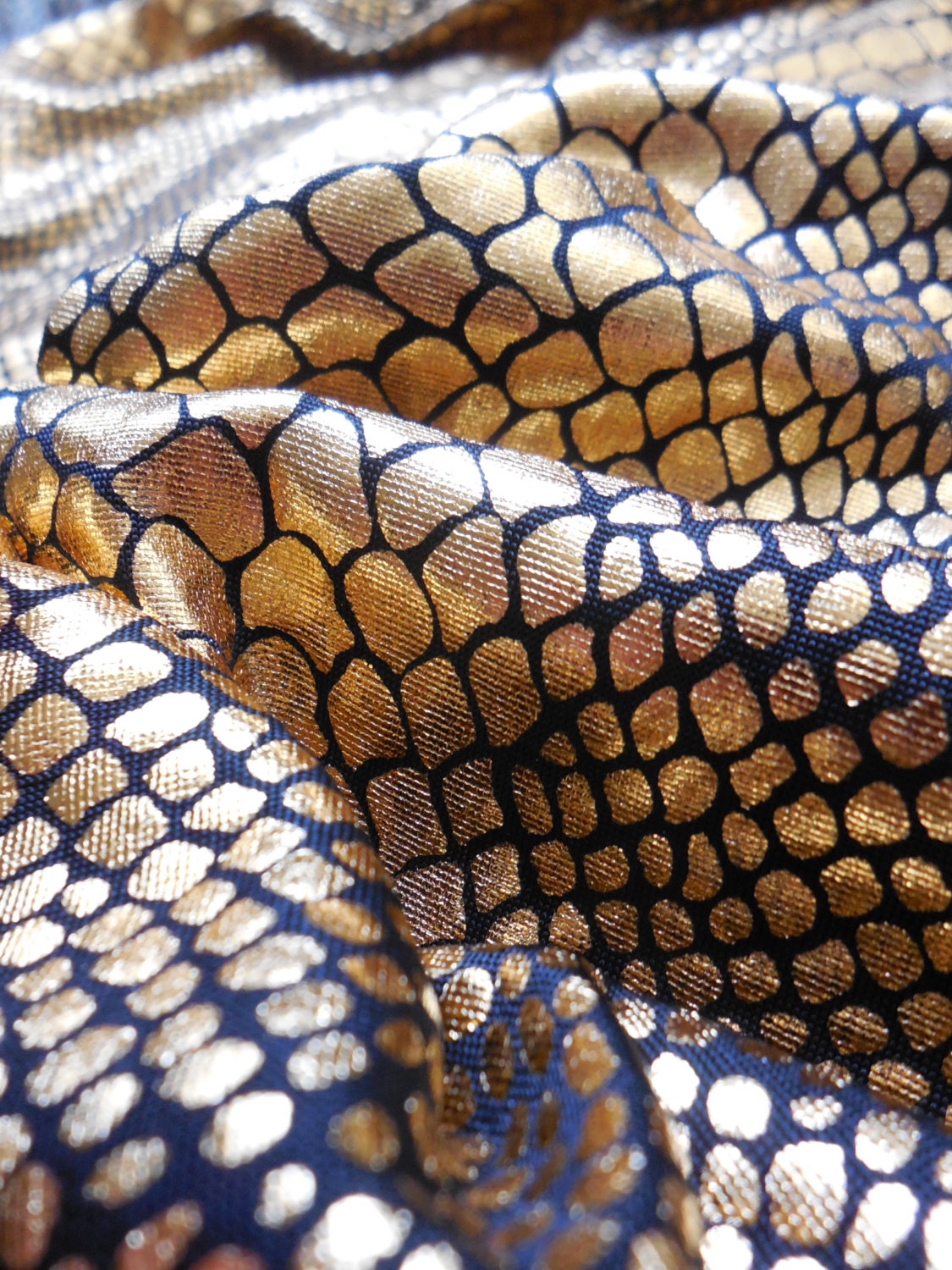 Gold Snakeskin Legging, Glitter on Black Scales, sparkel Hip Huggers, Galaxy Eyptian Print - Small